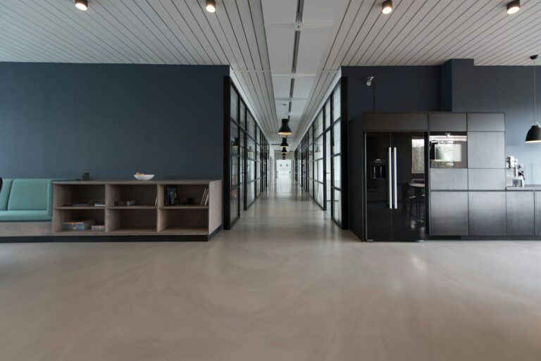 Bright clean reception lobby in a commercial building