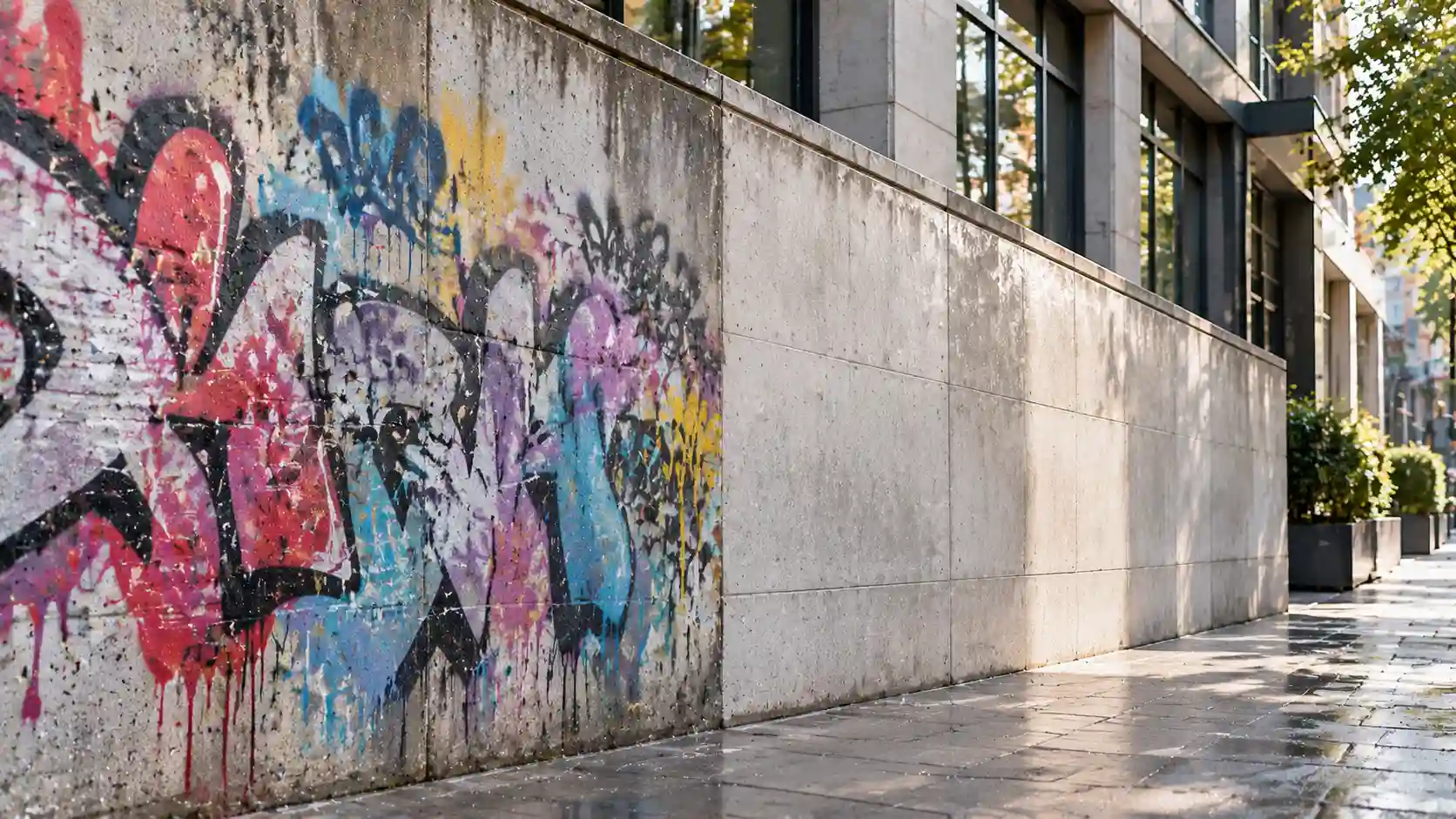 Graffiti cleaning London experts restoring concrete wall surfaces
