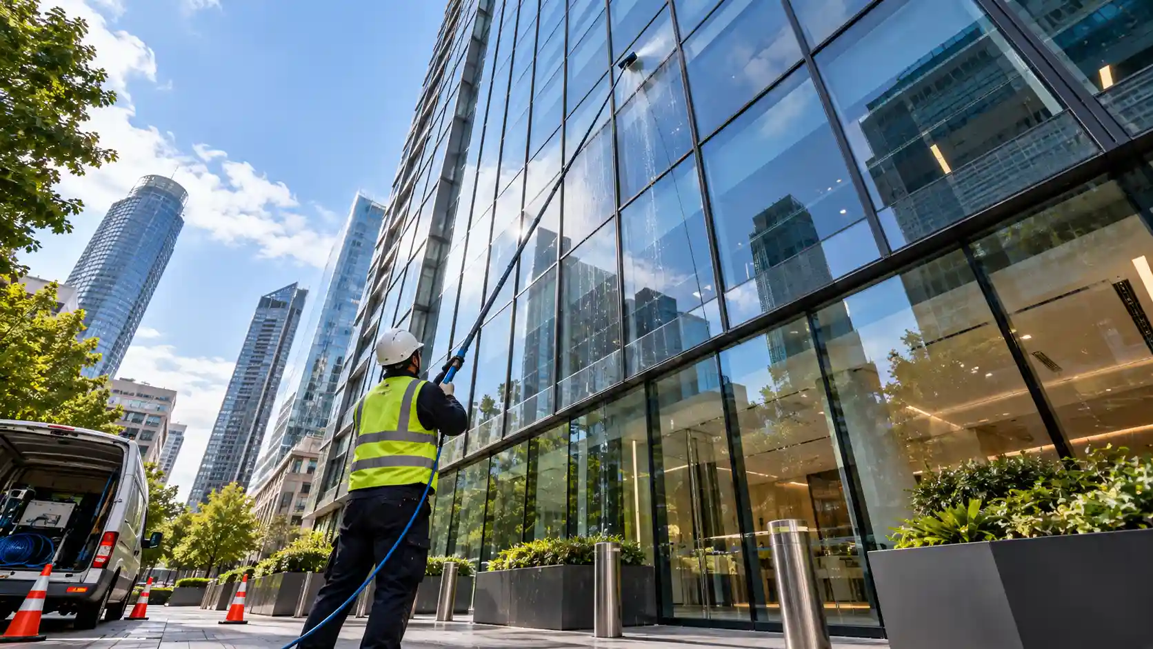 Commercial high rise window cleaning in London