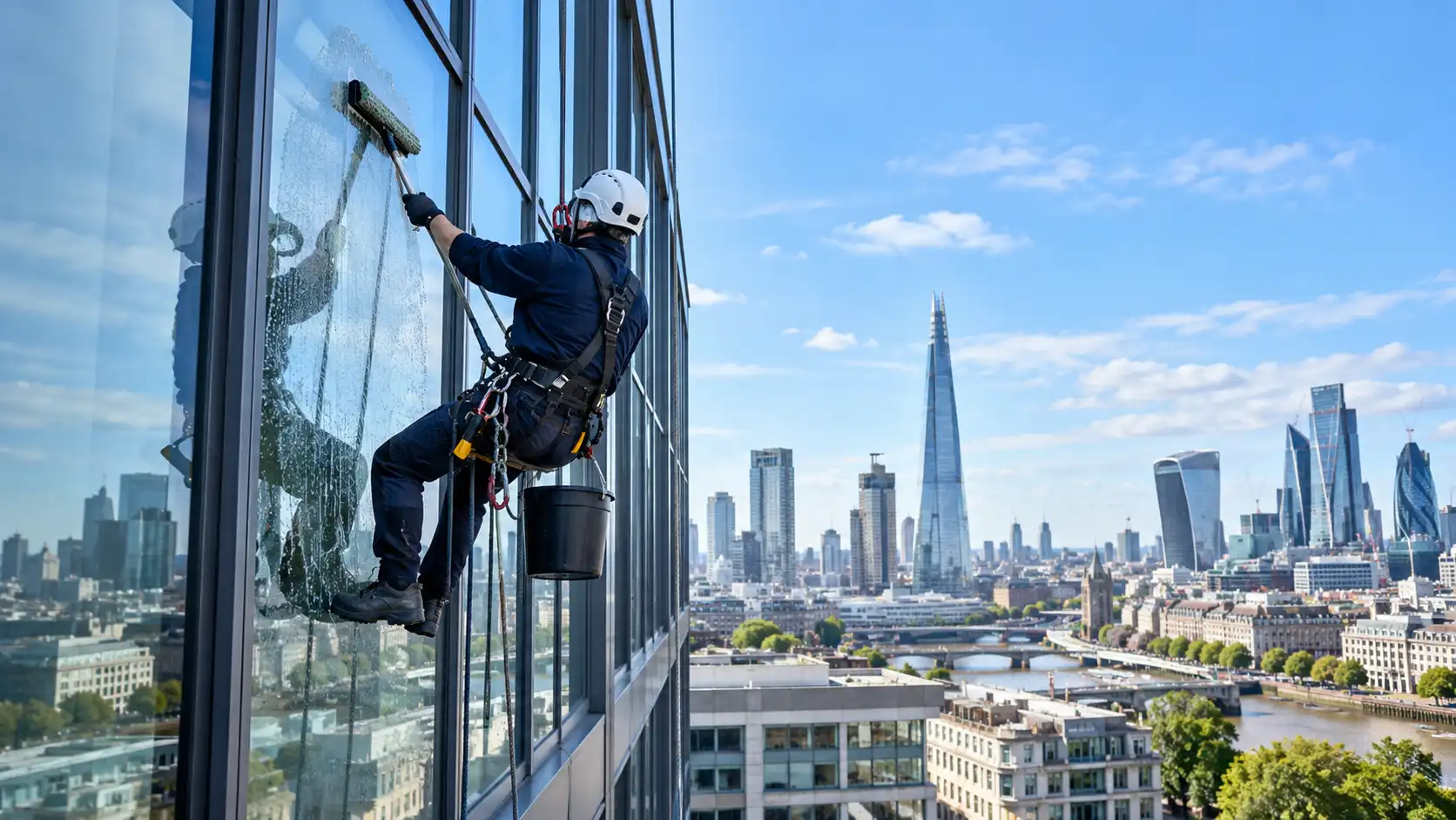 Commercial high level window cleaning assessment in London